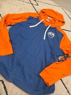 Fanatics Blue and Orange Edmonton Oilers mens 2XL Zip Hoodie